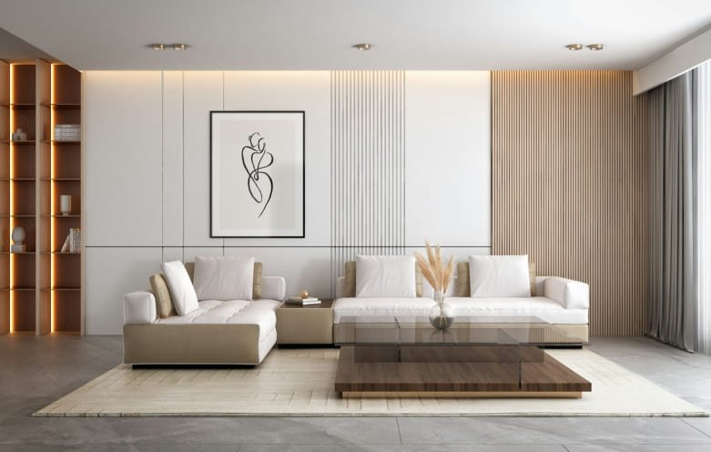Modern living space with clean lines